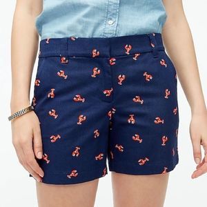 J Crew Chino Lobster Print Shorts | Red Blue | Women's Size 2